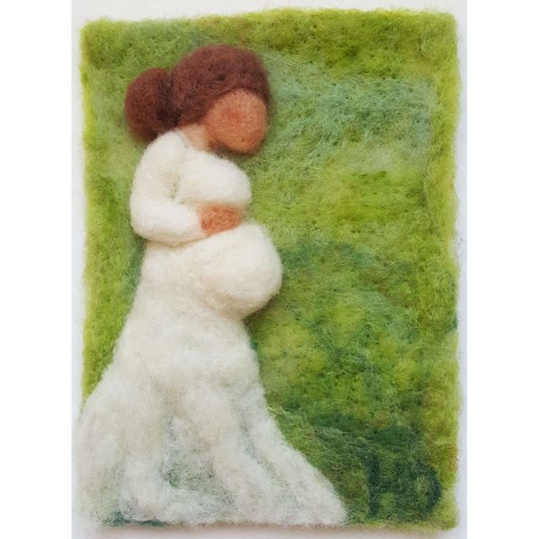 Expecting Mother wool fiber painting