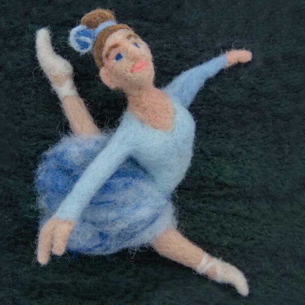 Dancer original needle felted illustration by Hillary Dow