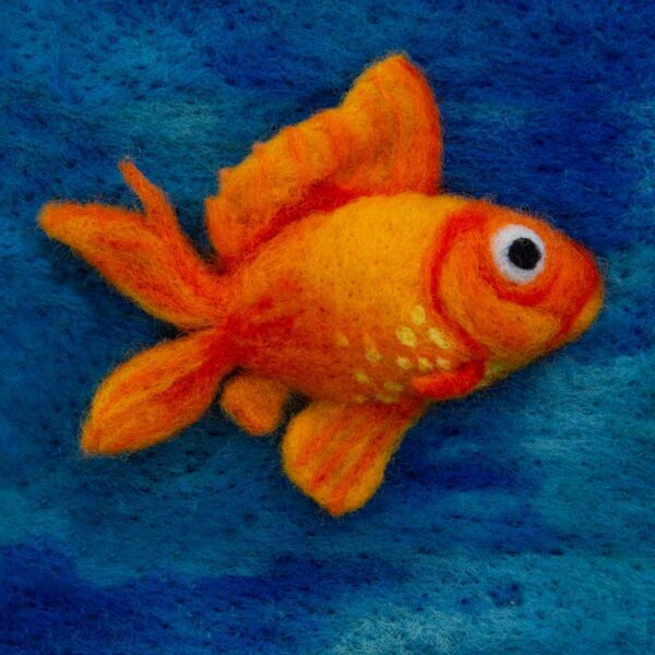 Goldfish original needle felted illustration by Hillary Dow