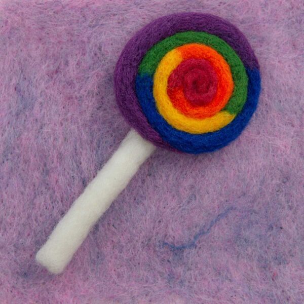 Lollipop original needle felted illustration by Hillary Dow
