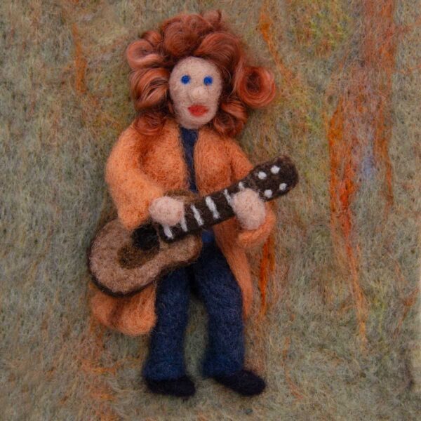 Musician original needle felted illustration by Hillary Dow