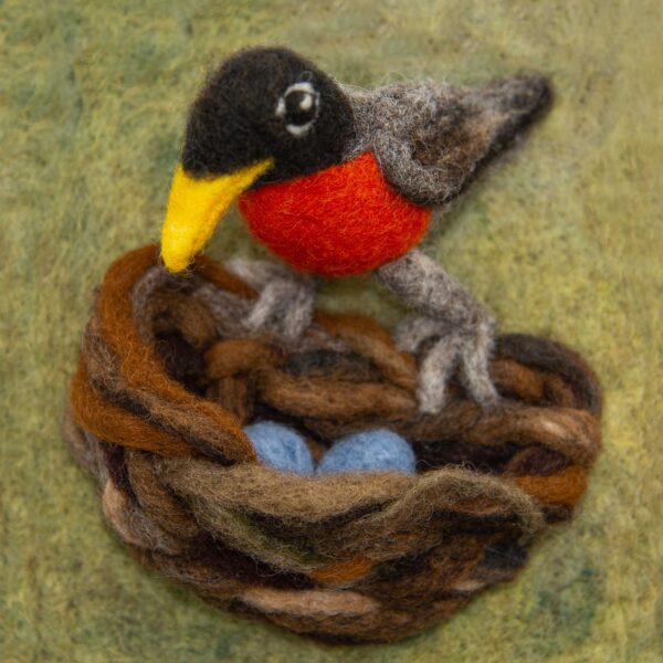 Nest original needle felted illustration by Hillary Dow