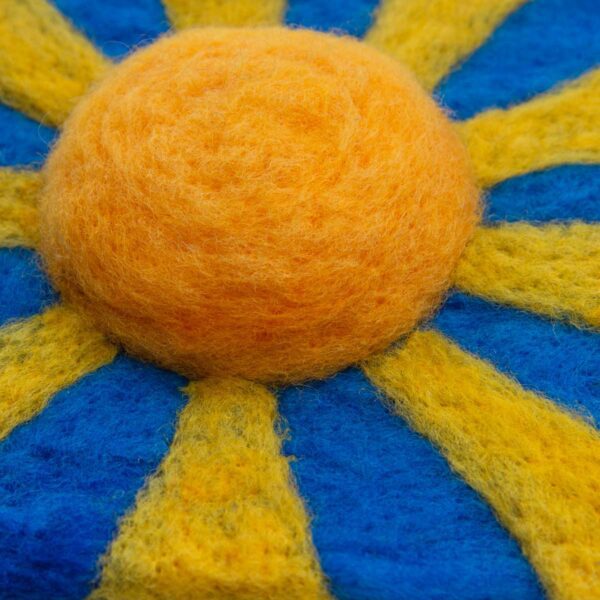 Sun original needle felted illustration by Hillary Dow