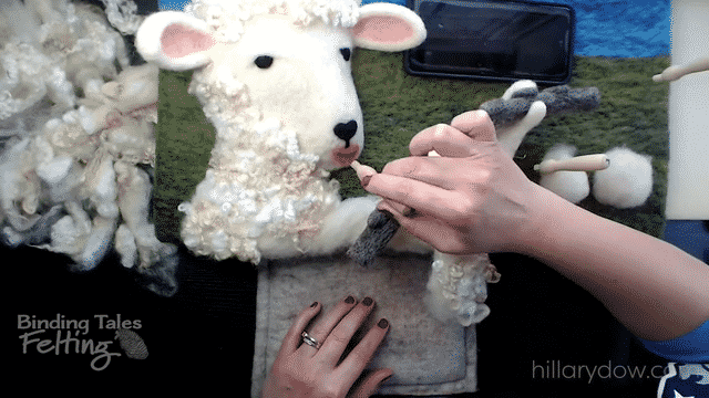 Needle felting a sheep's face with Hillary Dow