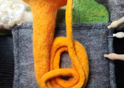 felting lessons forming-tuba-out-of-wool
