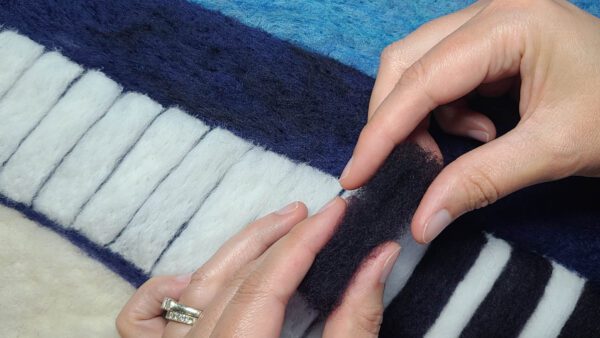 Felting a piano - online lesson, showing the process of making black keys