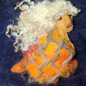 Griselda fiber art plaid witch, Hillary Dow October 2024