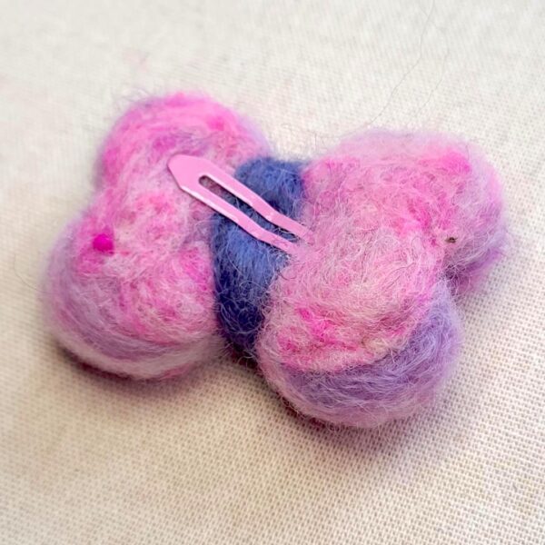 Leona Bow featured felt hand crafted wool hair barrette