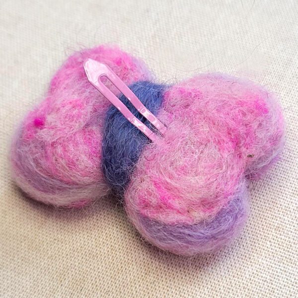 Leona Bow featured felt hand crafted wool hair barrette