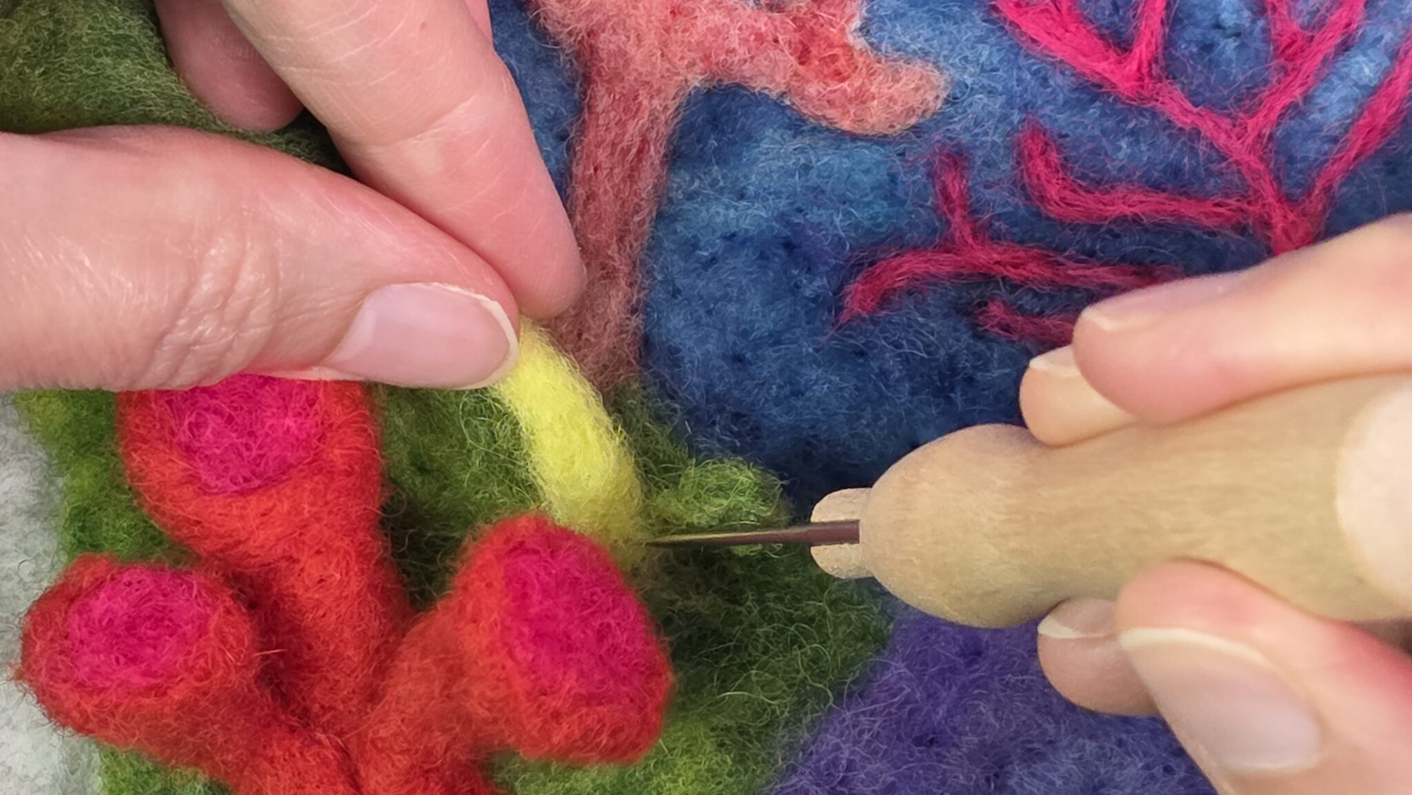 coral reef felting lesson 1